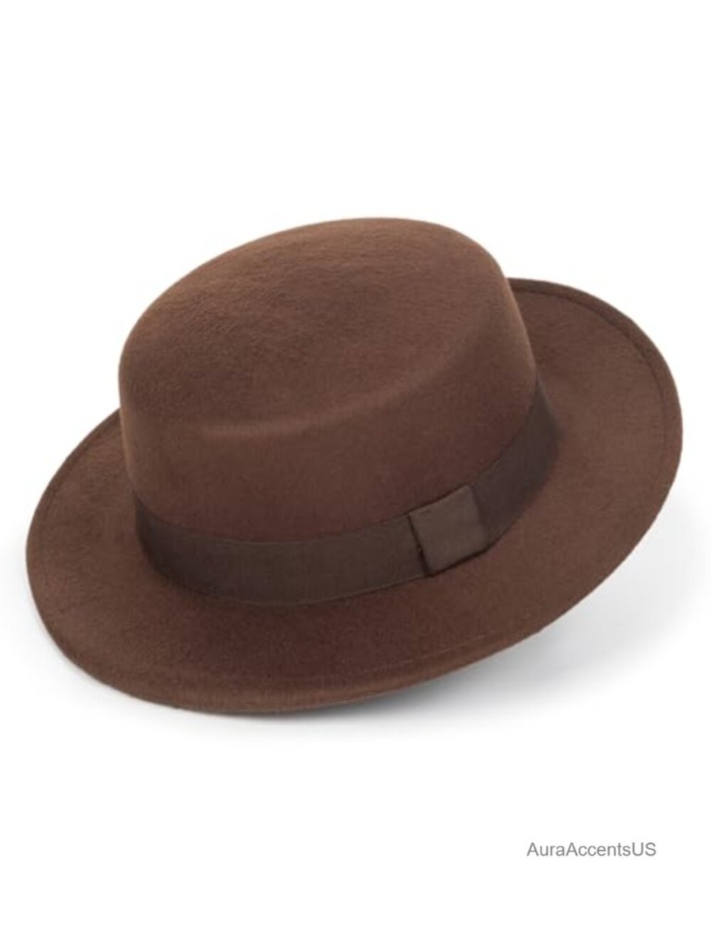 Wide Brim Felt Panama Fedora Hat Flat Top Pork Pie Cap Women Men